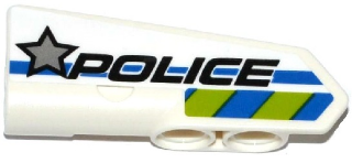 Technic, Panel Fairing #22 Very Small Smooth, Side A with Silver Star, 'POLICE' and Blue and Lime Danger Stripes Pattern (Sticker) - Set 42047