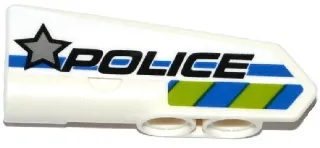 Technic, Panel Fairing #22 Very Small Smooth, Side A with Silver Star, 'POLICE' and Blue and Lime Danger Stripes Pattern (Sticker) - Set 42047