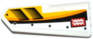Technic, Panel Fairing #22 Very Small Smooth, Side A with Air Intakes, 'NO STEP' and Yellow, Orange and White Stripes Pattern (Sticker) - Set 42044