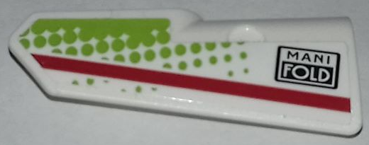 Technic, Panel Fairing #22 Very Small Smooth, Side A with Red Stripe, Lime Dots and 'MANI FOLD' Pattern (Sticker) - Set 42065