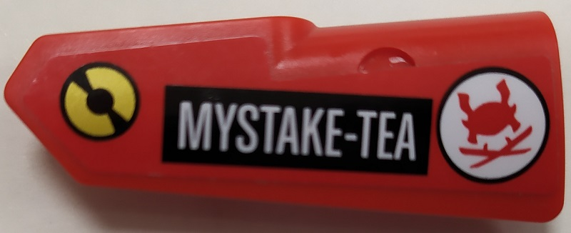 Technic, Panel Fairing #22 Very Small Smooth, Side A with Red Samurai Helmet, Crossed Swords and 'MYSTAKE-TEA' Pattern (Sticker) - Set 70596