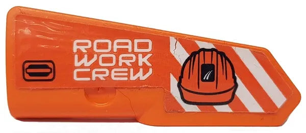 Technic, Panel Fairing #22 Very Small Smooth, Side A with 'ROAD WORK CREW', Construction Helmet and Orange and White Danger Stripes Pattern (Sticker) - Set 42060