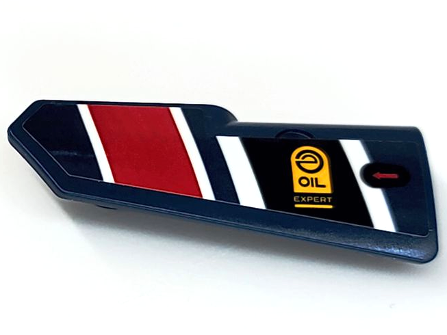 Technic, Panel Fairing #22 Very Small Smooth, Side A with 'OIL EXPERT', Black, Red, and White Stripes Pattern (Sticker) - Set 42109