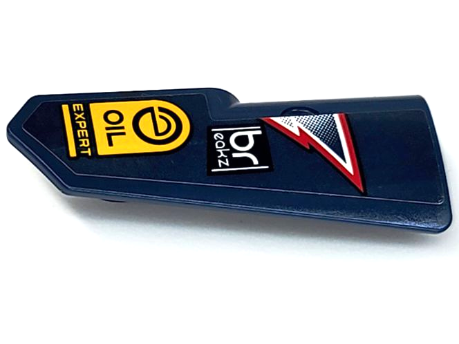 Technic, Panel Fairing #22 Very Small Smooth, Side A with 'breakz', 'OIL EXPERT', Red and White Lightning Stripes Pattern (Sticker) - Set 42109