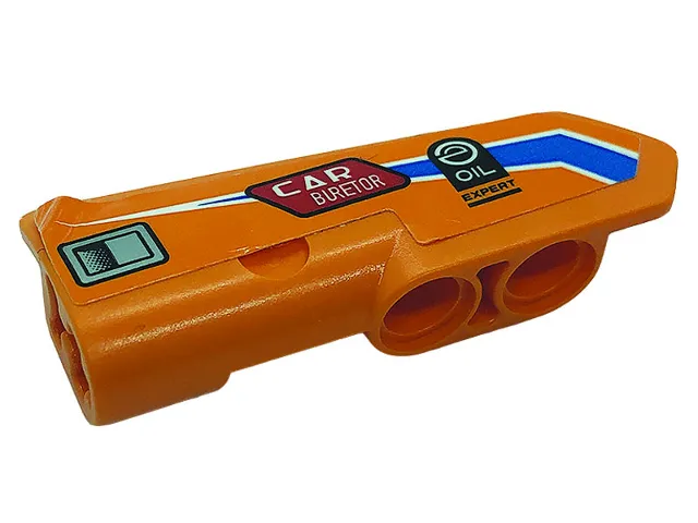 Technic, Panel Fairing #22 Very Small Smooth, Side A with Dark Azure Line, Logos 'OIL EXPERT','CAR BURETOR' and Air Vent Pattern (Sticker) - Set 42104