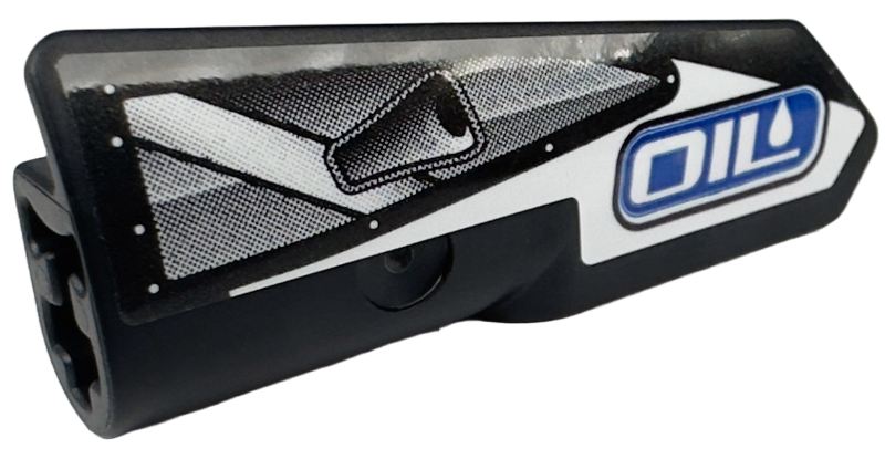 Technic, Panel Fairing #22 Very Small Smooth, Side A with White 'OIL' on Blue Background and Silver Air Intake Pattern (Sticker) - Set 42153