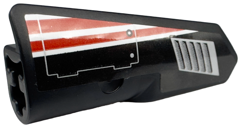 Technic, Panel Fairing #22 Very Small Smooth, Side A with Silver Air Vent, Hatch and Red and White Stripes Pattern (Sticker) - Set 42153