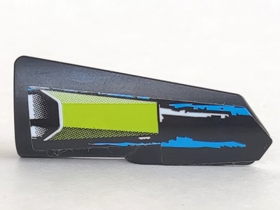 Technic, Panel Fairing #22 Very Small Smooth, Side A with Lime Air Intake Vent and Blue and White Stripes Pattern (Sticker) - Set 42103