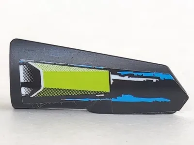 Technic, Panel Fairing #22 Very Small Smooth, Side A with Lime Air Intake Vent and Blue and White Stripes Pattern (Sticker) - Set 42103