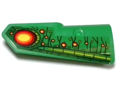 Technic, Panel Fairing #22 Very Small Smooth, Side A with Red and Yellow Nostril and Spots, Lime and Dark Green Scales and Skin Pattern (Sticker) - Set 42149