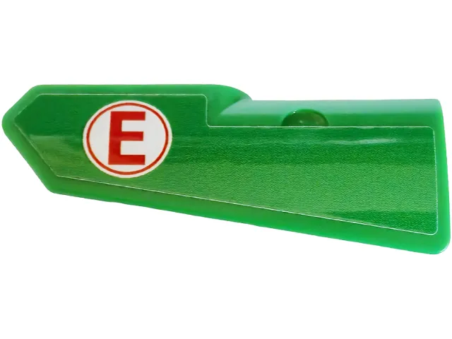 Technic, Panel Fairing #22 Very Small Smooth, Side A with Red Capital Letter E in White Circle Pattern (Sticker) - Set 42240