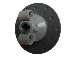 Technic, Steering Axle with 2 Pin Holes with Dark Bluish Gray Brake Rotor 3 Pin Holes Round (11950 / 35189)