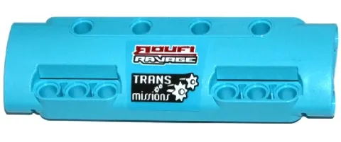 Technic, Panel Curved 11 x 3 with 10 Pin Holes through Panel Surface with 'ROUFI RAVAGE' and 'TRANS MISSIONS' Pattern Right (Sticker) - Set 42050