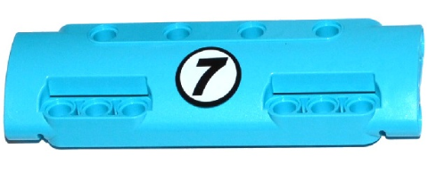 Technic, Panel Curved 11 x 3 with 10 Pin Holes through Panel Surface with Black Number 7 in White Circle Pattern (Sticker) - Set 42050