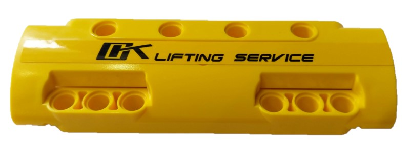 Technic, Panel Curved 11 x 3 with 10 Pin Holes through Panel Surface with Black 'OK LIFTING SERVICE' Pattern (Sticker) - Set 42108