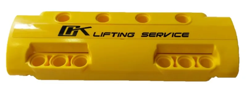 Technic, Panel Curved 11 x 3 with 10 Pin Holes through Panel Surface with Black 'OK LIFTING SERVICE' Pattern (Sticker) - Set 42108