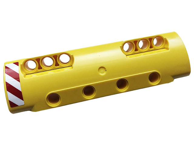 Technic, Panel Curved 11 x 3 with 10 Pin Holes through Panel Surface with Red and White Danger Stripes Pattern Model Left Side (Sticker) - Set 42108