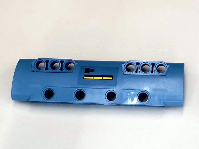 Technic, Panel Curved 11 x 3 with 10 Pin Holes through Panel Surface with 3 Yellow Bars and Black Fade Pattern Side A (Sticker) - Set 42066