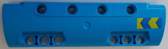 Technic, Panel Curved 11 x 3 with 10 Pin Holes through Panel Surface with Blue and Lime Chevrons Pattern Model Left Side (Sticker) - Set 42091