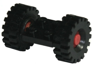 Plate, Modified 2 x 2 with Red Wheels with Black Tires 21mm D. x 9mm Offset Tread Medium (122c01/ 4084)