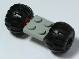 Plate, Modified 2 x 2 with Red Wheels with 2 Black Wheel Full Rubber Balloon with Axle Hole (122c01 / 4288)