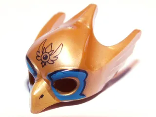 Minifigure, Headgear Mask Bird / Eagle with Yellow Beak and Blue Eye Circles Pattern