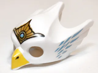 Minifigure, Headgear Mask Bird / Eagle with Yellow Beak, Gold Tiara, and Medium Blue Feathers Pattern