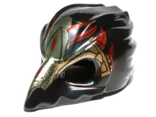 Minifigure, Headgear Mask Bird (Raven) with Gold Beak and Dark Red Markings Pattern