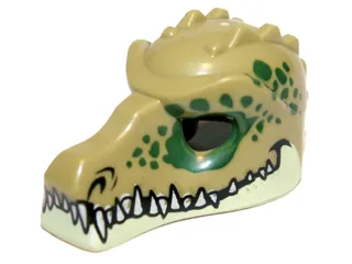 Minifigure, Headgear Mask Crocodile with Teeth and Dark Green Spots Pattern