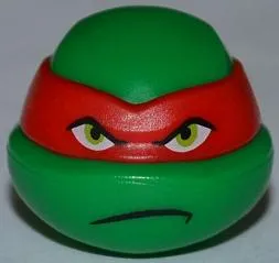Minifigure, Head, Modified Ninja Turtle with Red Mask and Frown Pattern (Raphael)
