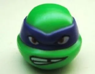 Minifigure, Head, Modified Ninja Turtle with Dark Purple Mask and Missing Tooth Scowl Pattern (Donatello)