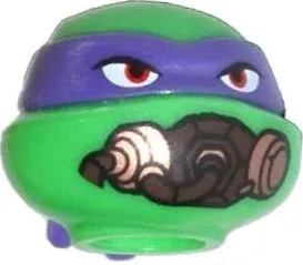 Minifigure, Head, Modified Ninja Turtle with Dark Purple Mask and Breathing Apparatus Pattern (Donatello)