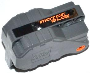 Pullback Motor 6 x 5 x 3 with Black Rectangle and Orange 'MOTOR BLOX' on Chrome Silver Background Pattern (Sticker) - Set 42026