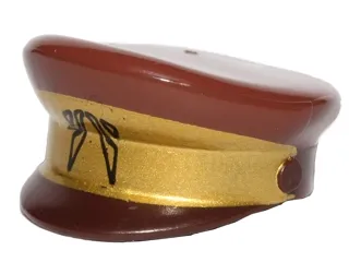 Minifigure, Headgear Cap, Captain with Gold Stripe, Black Insignia and Reddish Brown Top Pattern (SW Naboo Security Guard)