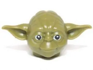 Minifigure, Head, Modified SW Yoda Curved Ears with Black Eyes and White Pupils Pattern