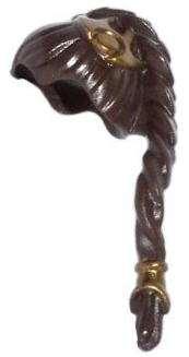 Minifigure, Hair Female Ponytail Long Braided with Gold Hair Clips Pattern