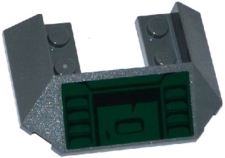 Wedge 6 x 4 Cutout (Train Roof) with 5 Large Bottom Tubes with Air Intakes and Recess on Dark Green Background Pattern (Sticker) - Set 70735