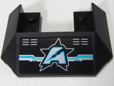 Wedge 6 x 4 Cutout (Train Roof) with 5 Large Bottom Tubes with Silver and Medium Azure Ultra Agents Logo Pattern (Sticker) - Set 70165