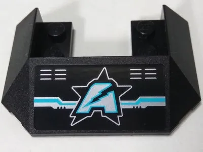 Wedge 6 x 4 Cutout (Train Roof) with 5 Large Bottom Tubes with Silver and Medium Azure Ultra Agents Logo Pattern (Sticker) - Set 70165