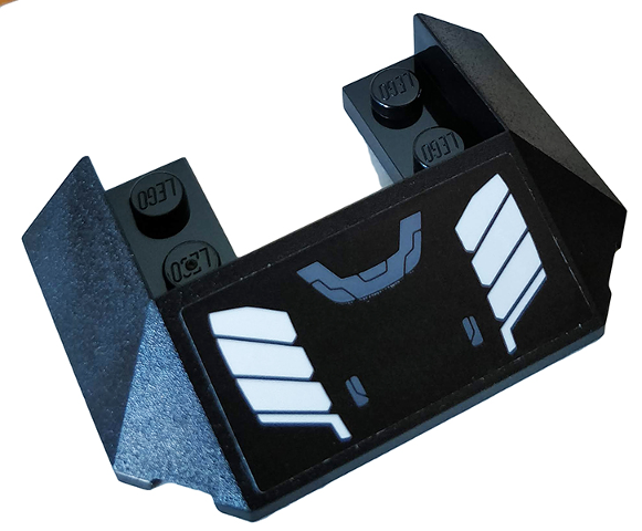 Wedge 6 x 4 Cutout (Train Roof) with 5 Large Bottom Tubes with White Stripes on Black Background Pattern (Sticker) - Set 76104