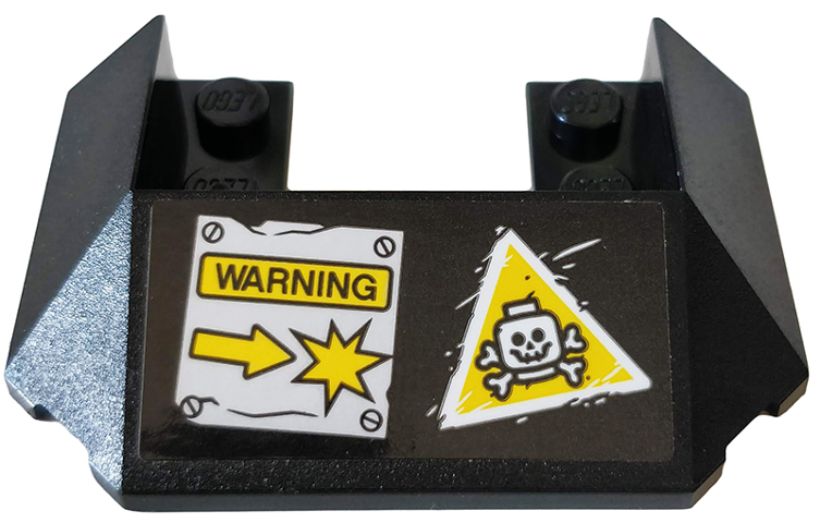 Wedge 6 x 4 Cutout (Train Roof) with 5 Large Bottom Tubes with 'WARNING', Arrow, Explosion and Triangle with Skull and Bones Pattern (Sticker) - Set 76078
