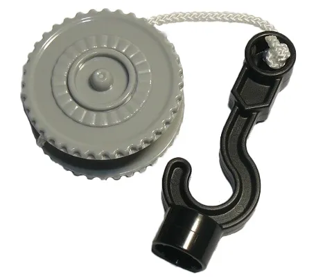 Duplo Winch Drum Narrow Ridged with White String and Black Thick Hook Fixed with Stud Holder