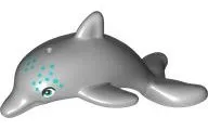 Dolphin, Friends Style, Jumping with Bottom Axle Holder with Dark Turquoise Eyes and Spots Pattern