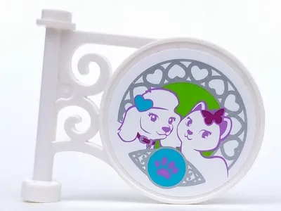 Road Sign Round on Pole with Flat Top Attachment with Dog, Cat and Paw Print Pattern on Both Sides (Stickers) - Set 41007