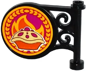 Road Sign Round on Pole with Flat Top Attachment with Fruit Pie and Flames Pattern on Both Sides (Stickers) - Set 41074