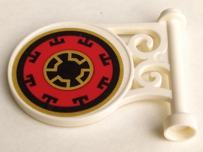 Road Sign Round on Pole with Flat Top Attachment with Ninjago Pattern Model Left Side (Sticker) - Set 70643