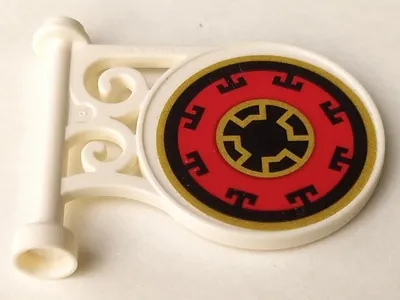 Road Sign Round on Pole with Flat Top Attachment with Ninjago Pattern Model Right Side (Sticker) - Set 70643