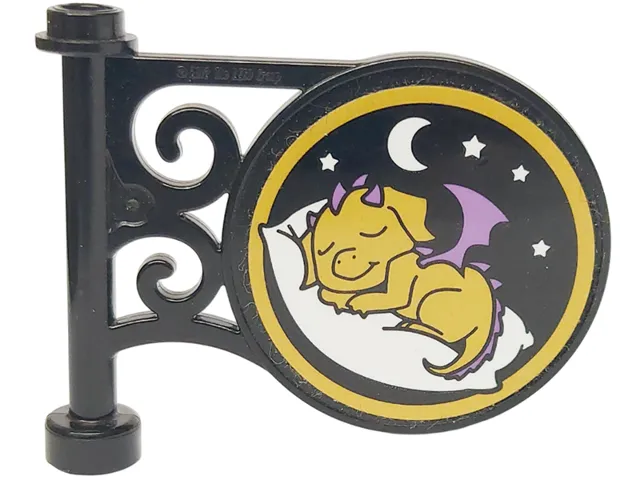 Road Sign Round on Pole with Flat Top Attachment with Starlight Inn Sleeping Dragon Pattern on Both Sides (Stickers) - Set 41174
