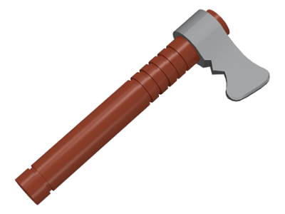 Minifigure, Weapon Tomahawk with Molded Flexible Rubber Flat Silver Blade Pattern