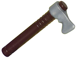 Minifigure, Weapon Tomahawk with Molded Flexible Rubber Flat Silver Blade Pattern